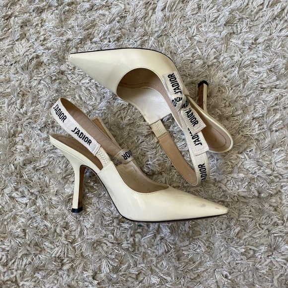 Christian Dior Womens White J'adior Patent Leather Slingback Pumps Size 36 6 - Picture 6 of 11